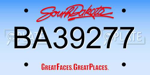 BA39277 South Dakota License Plate