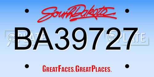 BA39727 South Dakota License Plate