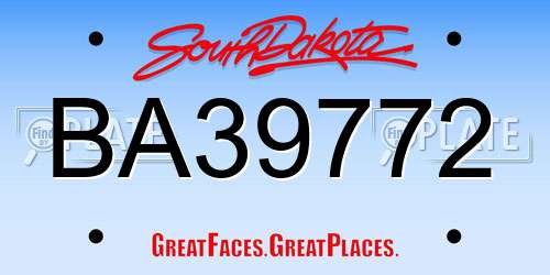 BA39772 South Dakota License Plate
