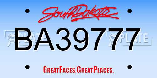 BA39777 South Dakota License Plate