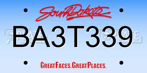 BA3T339 South Dakota License Plate