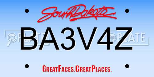 BA3V4Z South Dakota License Plate