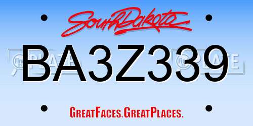 BA3Z339 South Dakota License Plate