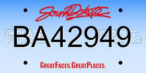 BA42949 South Dakota License Plate