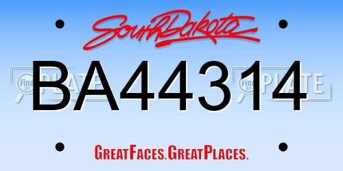 BA44314 South Dakota License Plate