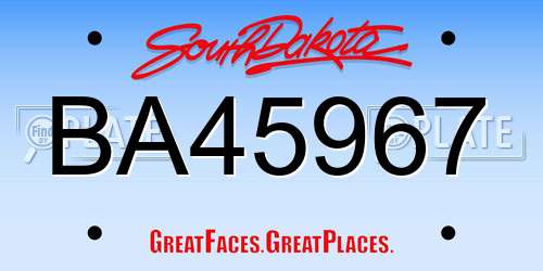 BA45967 South Dakota License Plate