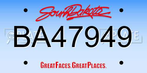 BA47949 South Dakota License Plate