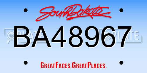 BA48967 South Dakota License Plate