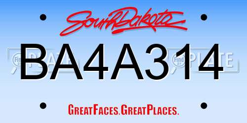 BA4A314 South Dakota License Plate