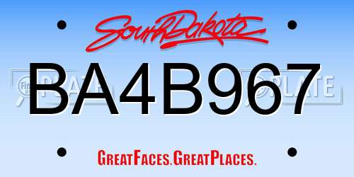 BA4B967 South Dakota License Plate