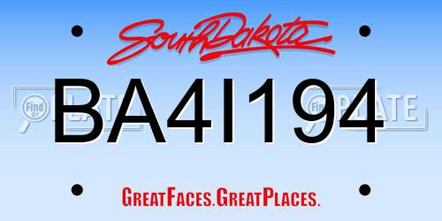 BA4I194 South Dakota License Plate