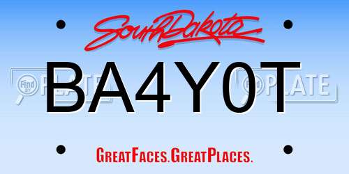 BA4Y0T South Dakota License Plate