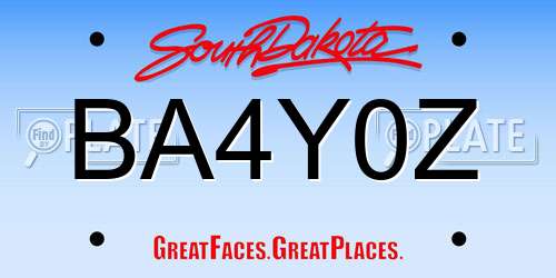 BA4Y0Z South Dakota License Plate