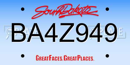 BA4Z949 South Dakota License Plate