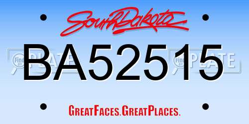 BA52515 South Dakota License Plate