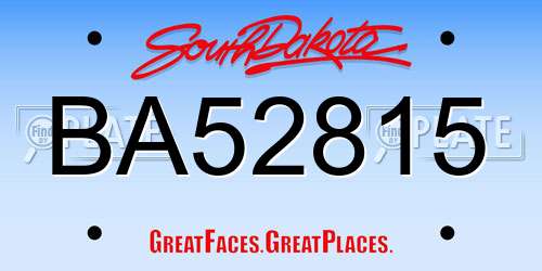 BA52815 South Dakota License Plate