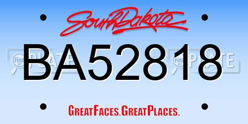 BA52818 South Dakota License Plate
