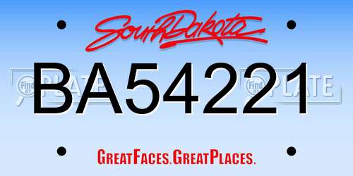 BA54221 South Dakota License Plate