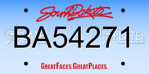 BA54271 South Dakota License Plate