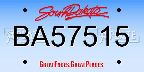 BA57515 South Dakota License Plate