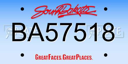 BA57518 South Dakota License Plate
