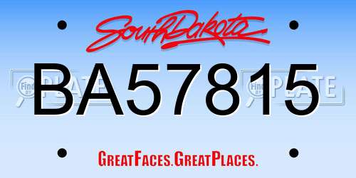 BA57815 South Dakota License Plate