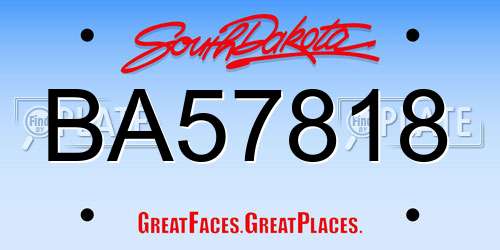 BA57818 South Dakota License Plate