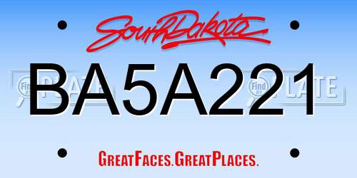 BA5A221 South Dakota License Plate
