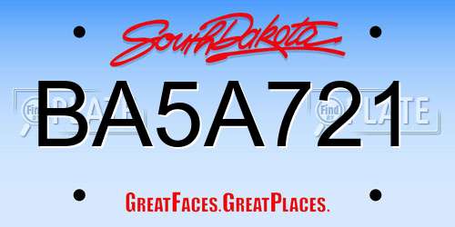 BA5A721 South Dakota License Plate