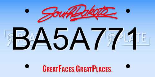 BA5A771 South Dakota License Plate