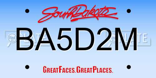 BA5D2M South Dakota License Plate