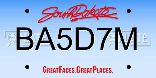 BA5D7M South Dakota License Plate