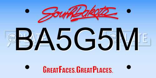 BA5G5M South Dakota License Plate