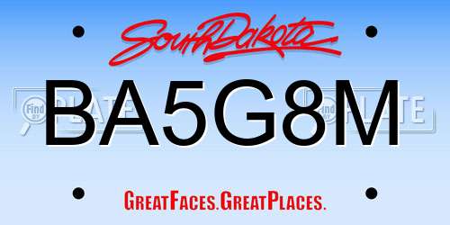BA5G8M South Dakota License Plate