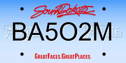 BA5O2M South Dakota License Plate