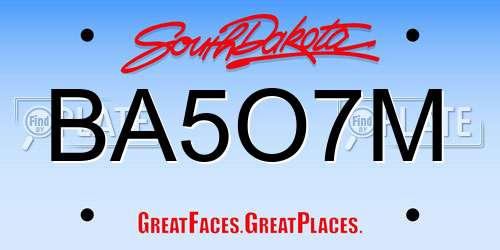 BA5O7M South Dakota License Plate