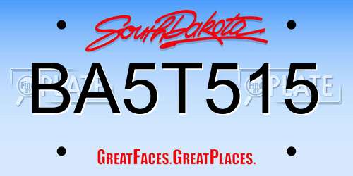 BA5T515 South Dakota License Plate