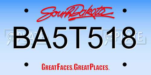 BA5T518 South Dakota License Plate