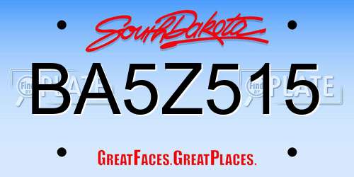 BA5Z515 South Dakota License Plate