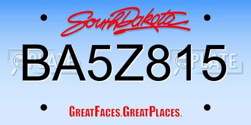 BA5Z815 South Dakota License Plate