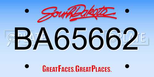 BA65662 South Dakota License Plate