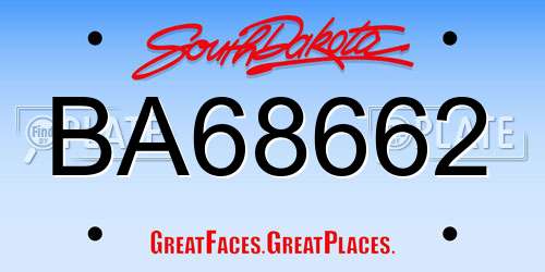BA68662 South Dakota License Plate
