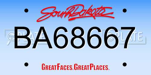 BA68667 South Dakota License Plate
