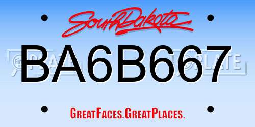 BA6B667 South Dakota License Plate