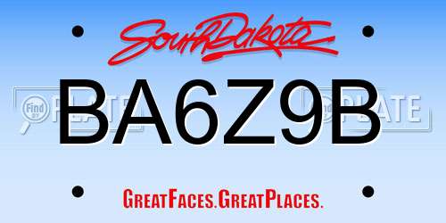 BA6Z9B South Dakota License Plate