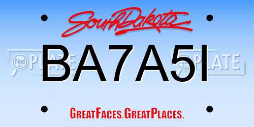 BA7A5I South Dakota License Plate