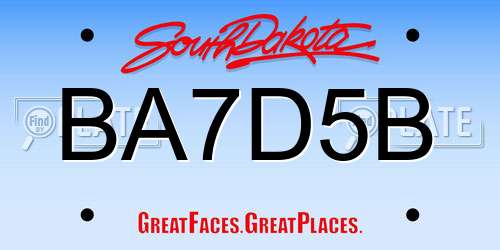 BA7D5B South Dakota License Plate