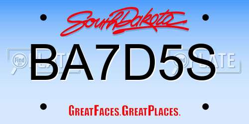BA7D5S South Dakota License Plate