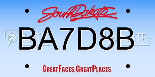 BA7D8B South Dakota License Plate