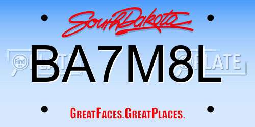 BA7M8L South Dakota License Plate